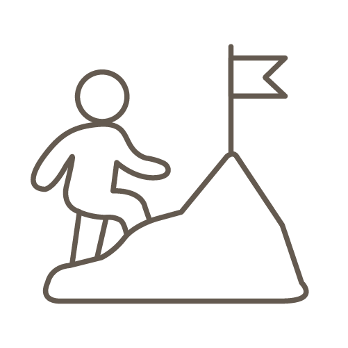 Icon Person am Berg auf dem Weg zum Gipfel