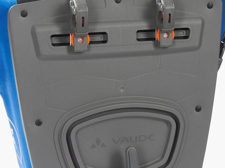 Rückansicht VAUDE Fahrradtasche in blau und schwarz