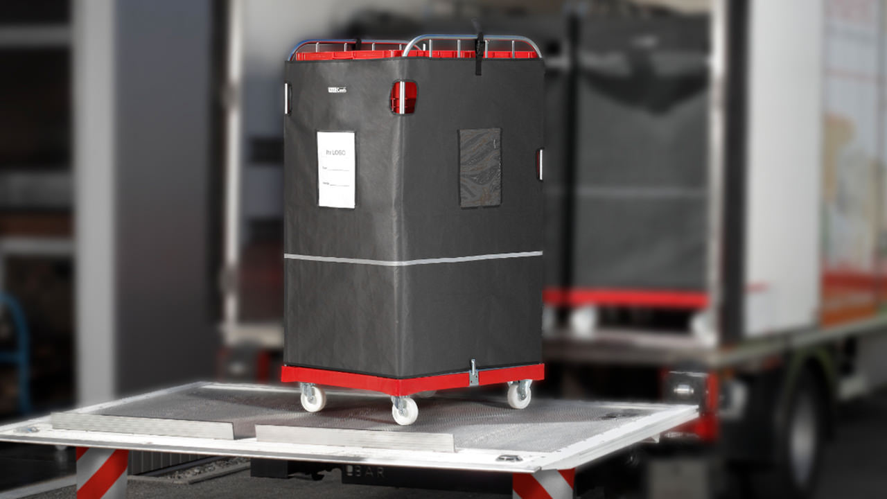 Rollcontainer Schutz Rollcontainer mit schwarzer Schutzhülle